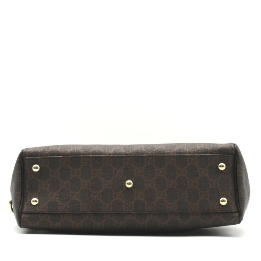 Gucci Tote Bag Canvas Leather Brown Black - Picture 4 of 10